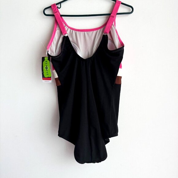 Speedo Colorblock Black Pink Open BAck One Piece Swimsuit 14 - Picture 7 of 8